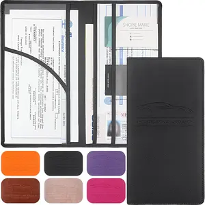 Car Registration & Insurance Card Holder with Magnetic Shut, Vehicle Glove Box Car Organizer - For Documents, Cards, License (Black)
