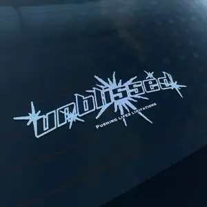 Unblissed Mini Banner 10” Die Cut with Confetti Vinyl for Rear Windshield