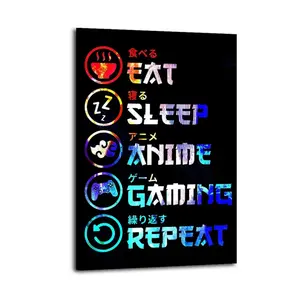Funny Anime Gaming Repeat Quote Canvas Painting Oil Painting Wall Art Canvas Poster Decorative Painting Corridor Decoration Home
