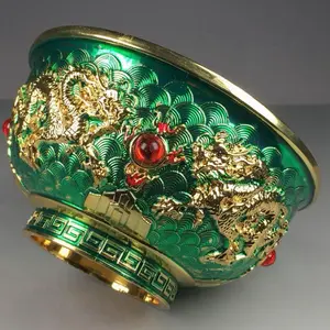 Handmade Double Dragon Bead Ceramic Bowl - Royal Style, Diverse Design, Ideal for Collection