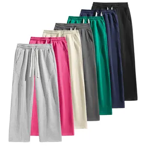 Women's Wide Leg Fleece Thermal Lined Sweatpants, Plus Size Baggy Hight Waist Trousers with Drawstring, Spring Fall Winter Loose Fit Straight-Leg Pants for Work School Gym or Daily Wear, Casual Basic Stylish Womenwear
