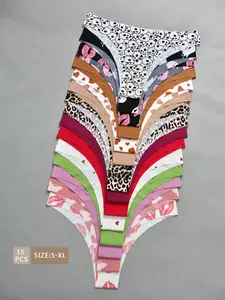 Women's All Over Print Leopard Thong, Soft Cute Comfy Breathable Fitted Panty for Daily Wear, Women's Underwear for All Seasons