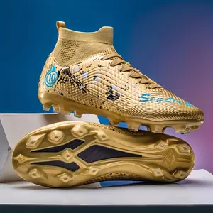 Youth Soccer Cleats-Top Long Studs Training & Match Shoes, Non-, Abrasion-Resistant PU Upper, Inner, TPU Sole, Lace-Up Closure, with Camouflage Pattern Boys, Suitable Ages 14+, All-Season