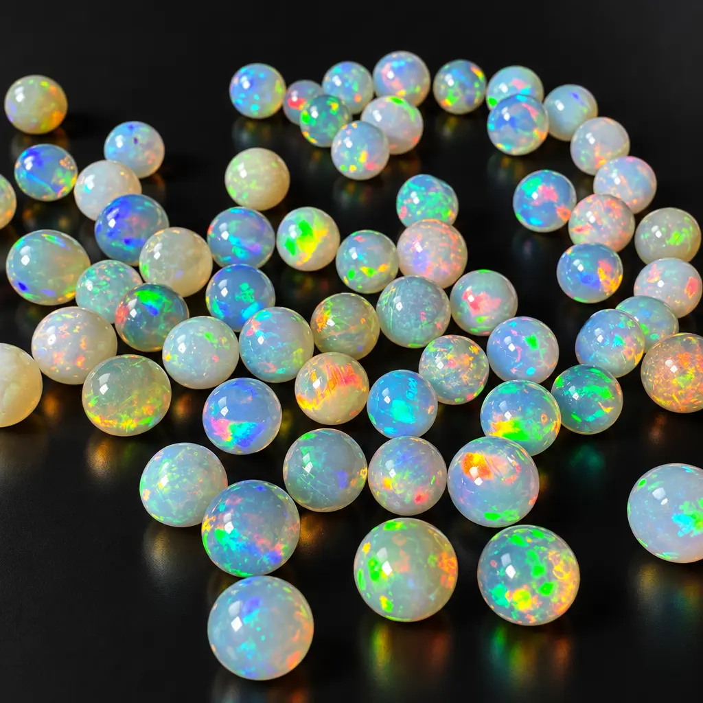 Natural Ethiopian Opal Spheres 10ct Pack | 4-6mm Rainbow Mix