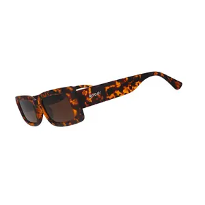 goodr Came Here to Be Seen Medium Size (Luxe G) Translucent Brown Frame with Brown Lens, UV400, No Slip No Bounce No Tangle