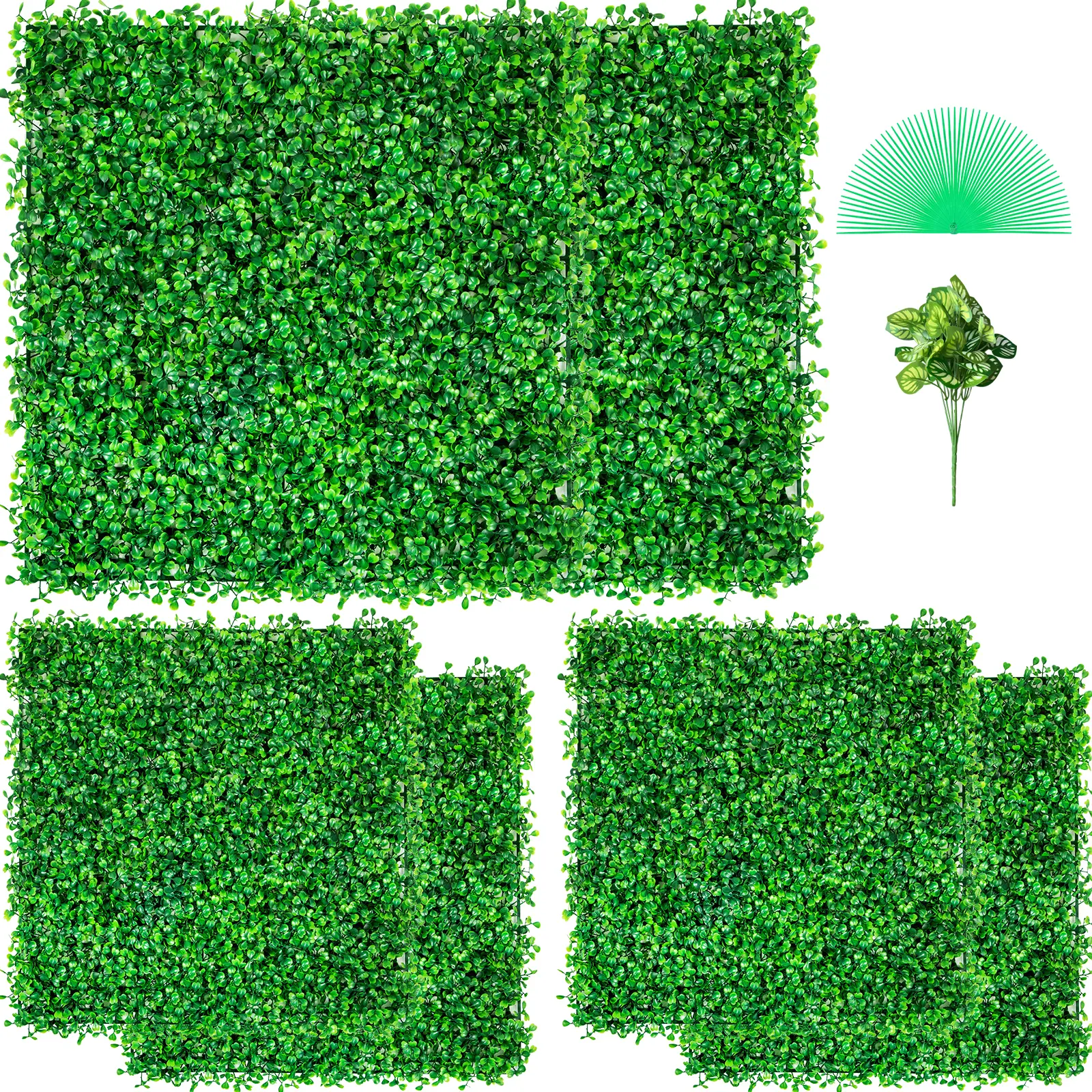 【summerfinds】VEVOR Artificial Boxwood Panel UV 6pcs Boxwood Hedge Wall Panels, Artificial Grass Backdrop Wall 20" X 20" 4 cm Green Grass Wall, Fake Hedge for Decor Privacy Fence Indoor, Outdoor Garden Backyard