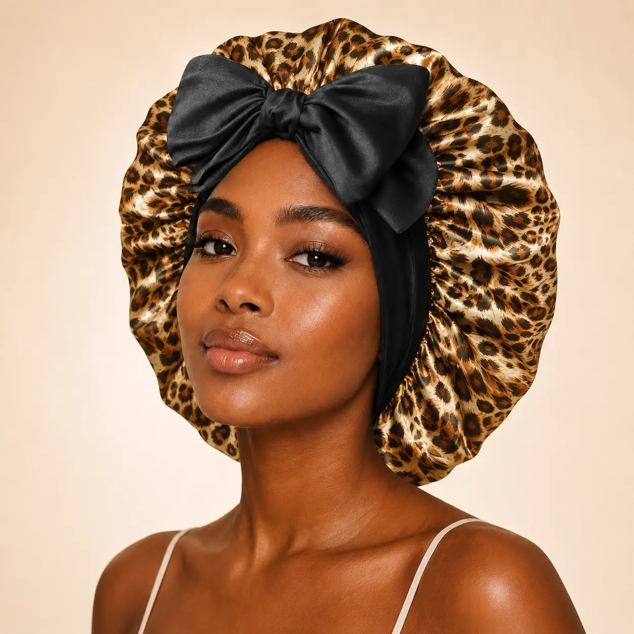 Double Layer Silk Hair Bonnet, Elastic Haircare Shower Cap for Home Bathroom Use