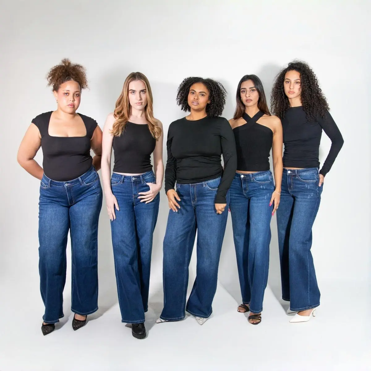 【3 Lengths】ONESO Stretchy BBL Mid Low Rise Wide Leg Baggy Distressed Denim Jeans Comfortable Tummy Control Curve Hugging Plus Size Regular Size 8001 #TikTokShopBackToSchool