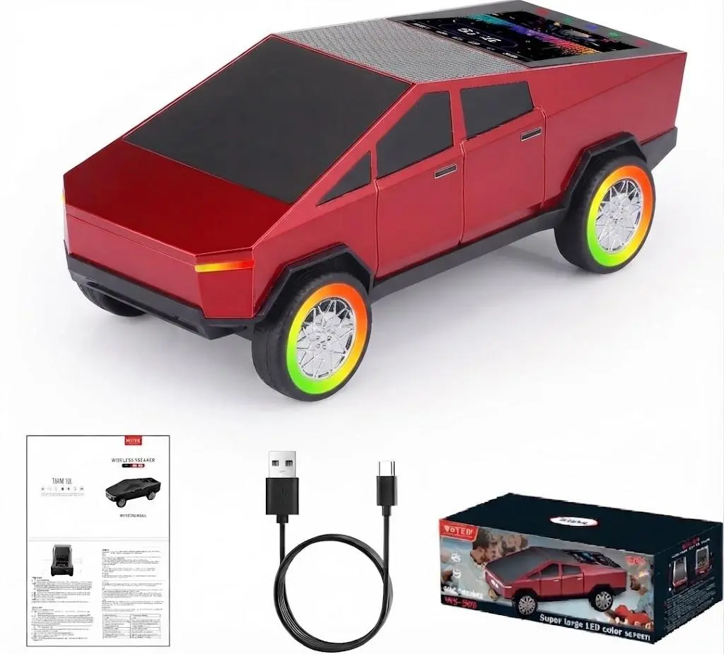 【New Arrival】WS-580L Cyberpunk Truck Vehicle Model Ornament with LED Lights, Modern Tech-Style Desk Decor Collectible for Bedroom, Office Home Supplies