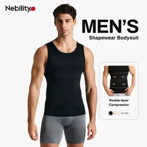 Nebility Men's Sleeveless Crew Neck Belly Compression Tank Activewear Menswear Tank Top Straps Undershirt Menswear summerwins