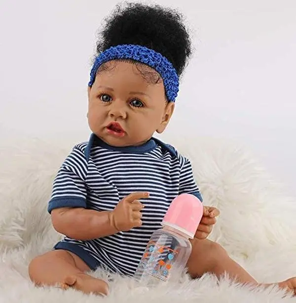 22 inches/55 cm, vinyl girl doll, cute face, realistic reborn artist doll, lifelike resurrected girl doll, for collecting, holidays, birthdays, Halloween; a perfect Christmas gift for children ages 3 and up.