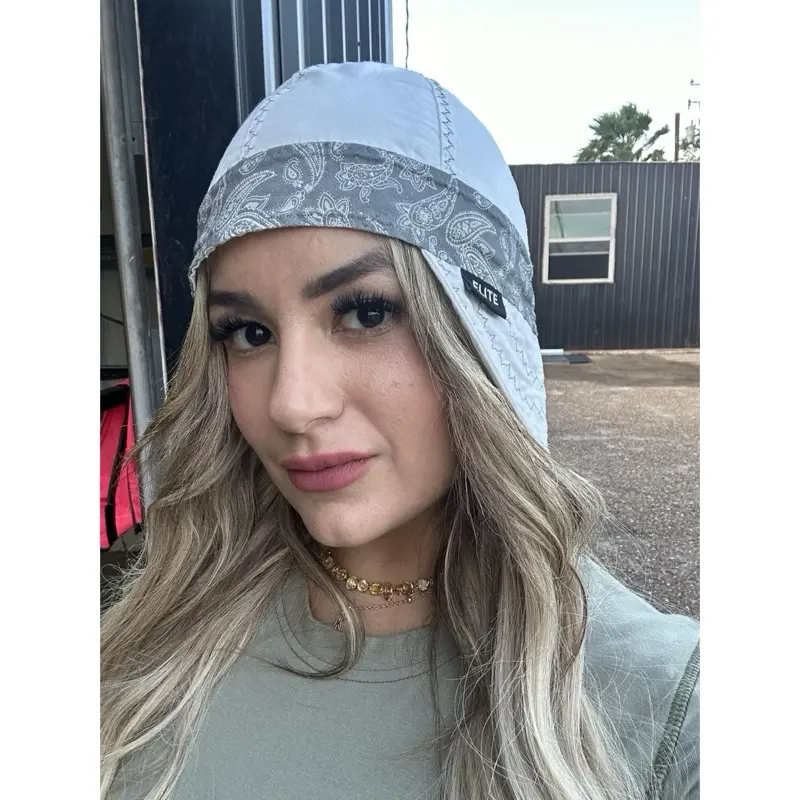 Elite Welding Cap – White with Gray Paisley Band