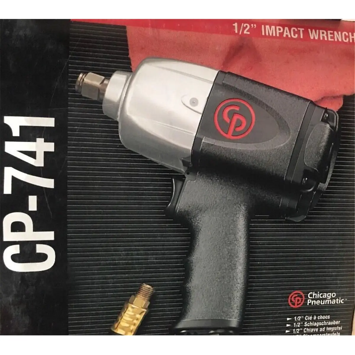 Chicago Pneumatic CP-741 0.5 in. Heavy Duty High Power Air Impact Wrench - High Torque Tool, Composite Motor Housing, 0.5 in. Extended Anvil, 600 ft.-lbs Torque, Differential Regulator, Molded Grip