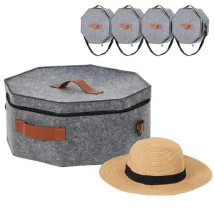 Garvee HUTBOX Storage & Travel - Foldable Carry Bag for Hats up to 43cm (17 inches), Portable Hat Protector with Handle & Strap, Dustproof for Cowboy Hat, Sun Hat, Hat Case