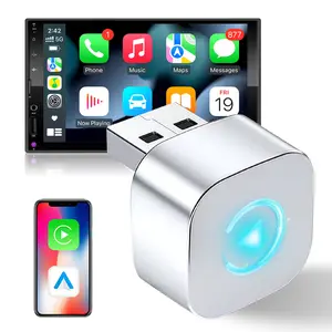 Portable 2 in 1 Wireless Apple Carplay & Android Auto Adapter,Converts wired to wireless,Suitable for factiory wired Carplay Cars from 2016 onwards, Wireless Adapter Dongle