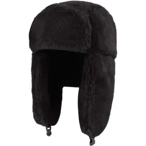 Winter Plush Ushanka Russian Hat for Adults - Windproof Full Hood Earflap Hat for Skiing, Hunting, and Cycling