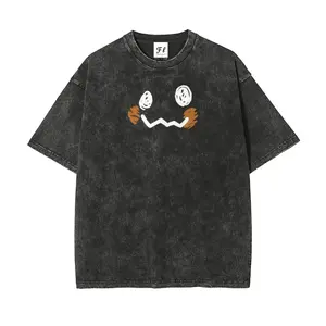 "Pocket Monsters" S~5XL Oversize Unisex Washed T-Shirt for Women and Men's Unisex Fit Batik Cotton Oversize Streetwear Menswear  Super Soft Pre-Shrunk