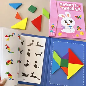 Magnetic Tangram Puzzle, Colorful Wooden Blocks, Early Education Toy, Geometric Shapes, Logic Thinking Development, Educational Game, Building Blocks