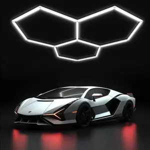 DIY Hexagonal Ceiling Light, Honeycomb Ceiling Light, Cool White light，Hexagonal Garage Lights for Shops Supermarkets Shopping Malls Car Shows Basements Gymnasiums, BacktoSchool