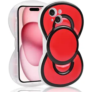 3D Bow Soft Silicone Smartphone Case, Anti-Drop Handheld Casing for iPhone 11, Trendy Red Protective Accessories for Girls, Mobile Devices Protection