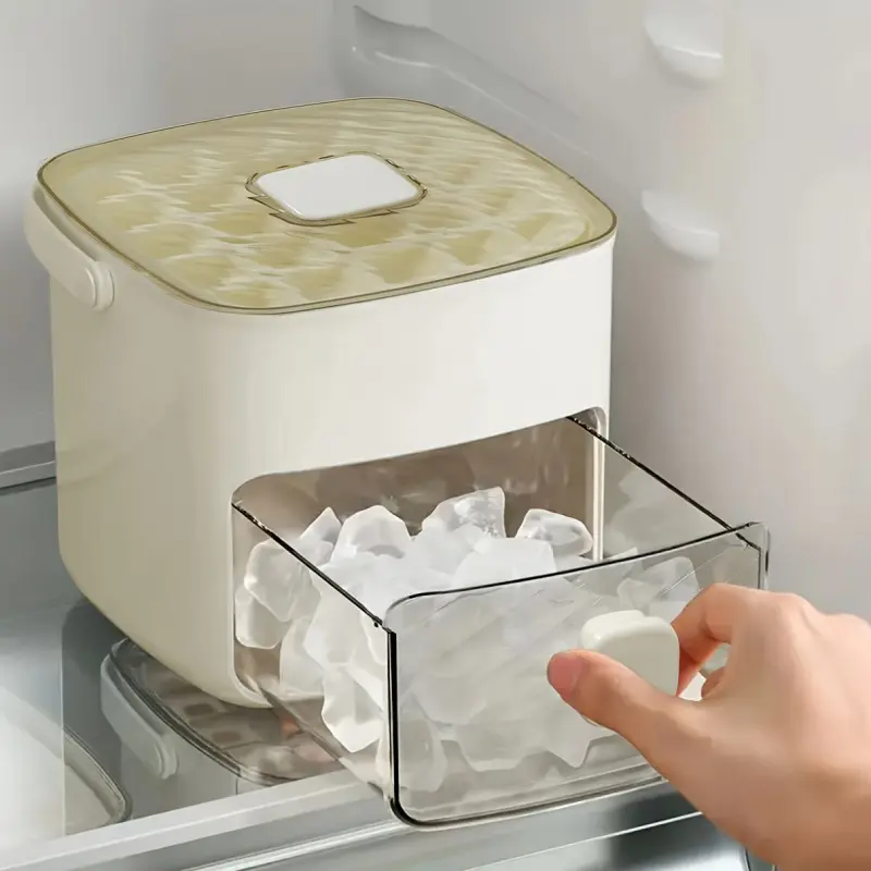 48-Cube Countertop Ice Maker with Easy Press Lid, Double-Layer Portable Design Ice Cubes Maker Includes Silicone Trays, Durable Plastic Construction for DIY Frozen Food and Beverages, Ideal for Summer Beverages, Modern Kitchen Gadgets