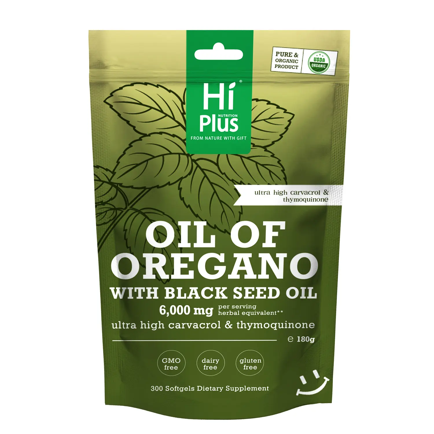 HiPlus Oil of Oregano & Black Seed Oil 6000mg Softgels 300 Count Plant-Based Non-GMO Immune Support Healthcare Fitness Supplement Nutritional Wellness Daily Probiotic Dietary Edible