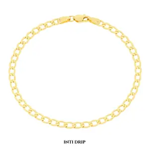 INTI DRIP 10k & 14K Yellow Gold Bracelet Cuban Curb Link 2.5 - 3.5mm Elegant Jewelry Made in Italy Hypoallergenic for Any Occasion