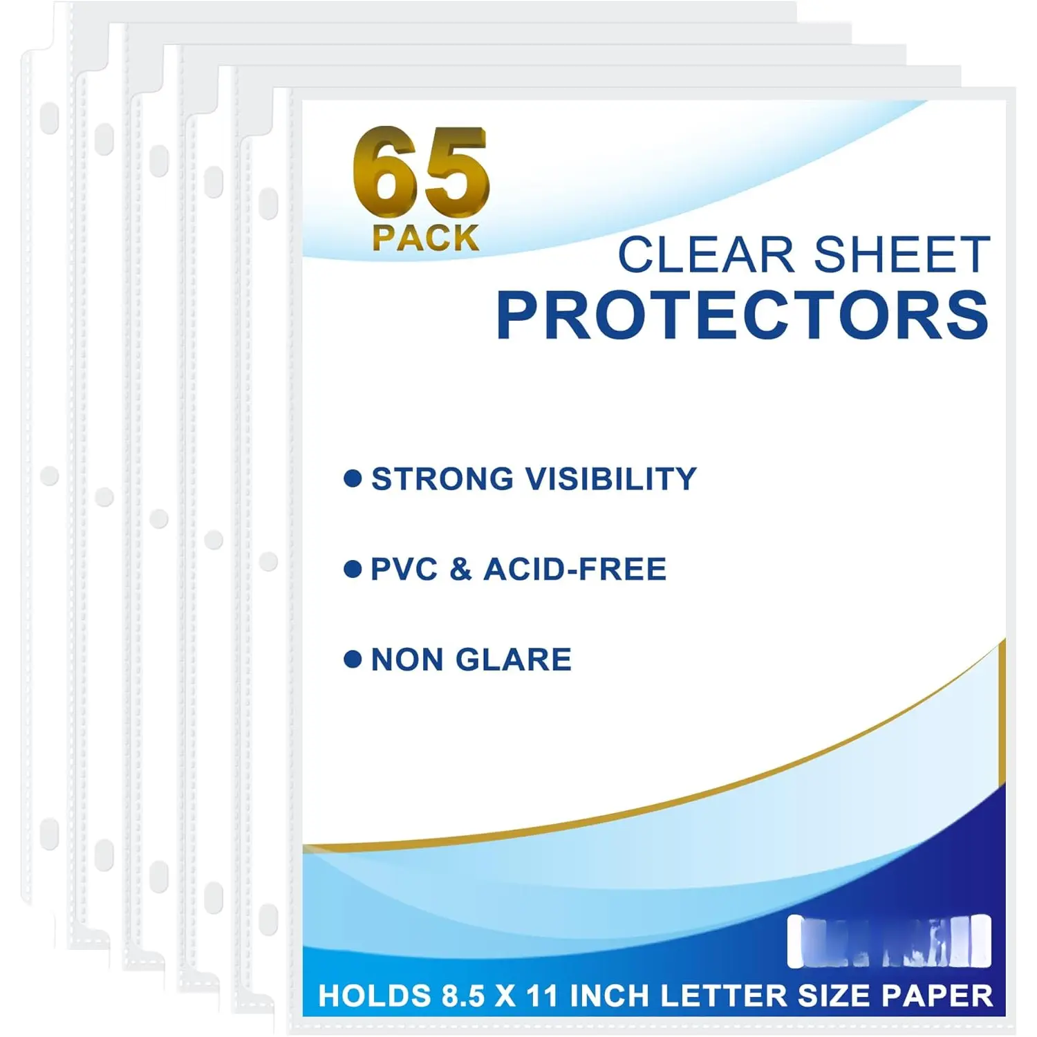65 Pack Clear Sheet Protectors, 8.5 x 11 inch Page Protectors for 3 Ring Binder,Top Loading Paper Protector for Documents and Photos,Letter Size