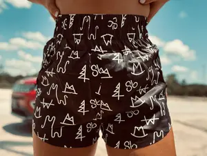 Cowgirl Black Branded Athletic Leisure Shorts - Pull-On Style, Fitted High-Rise Smocked Waistband, Comfortable Fit for Daily Activities, Casual Wear Womenswear Activewear Bottom Cute