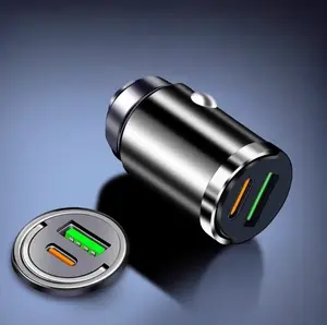 Car Dual Port Mini USB Charger Ultra High - Speed Charging Support Cigarette Lighter Socket 12-24V Aluminum CeII Phone Charging Adaptier Replacement for OEM