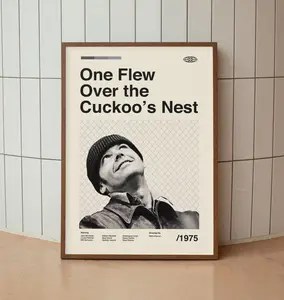 One Flew Over the Cuckoo's Nest Wall Art Print - Jack Nicholson Film Poster - American Cinema - Midcentury Art