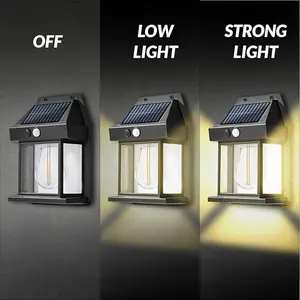 【Free Shipping 】3 Lighting Modes Waterproof Solar Security Wall Lantern Light Fixtures for Garden Yard Patio Fence Outside Decorative tube, Solar Lights Outdoor, Dusk to Dawn Solar Wall Sconce Motion Sensor,