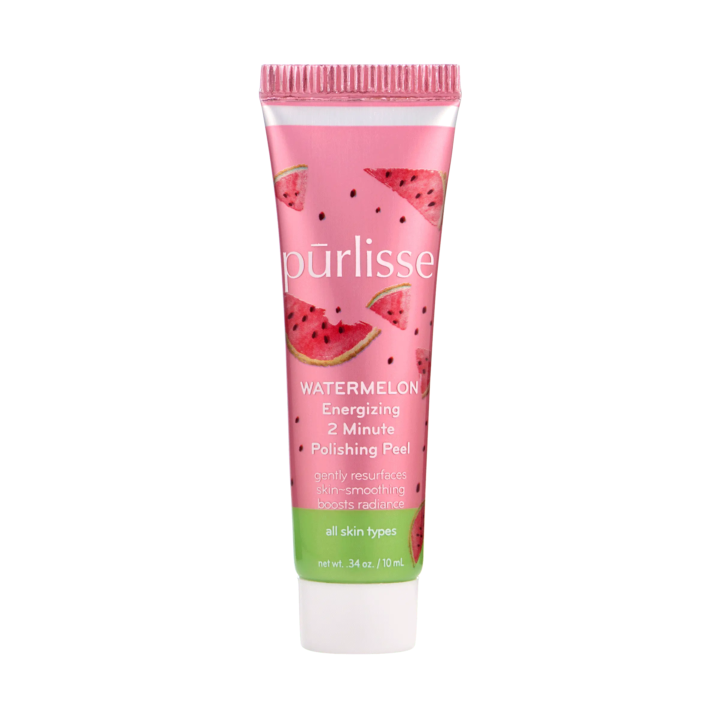 Travel - pūrlisse Watermelon 2-Minute Polishing Peel with Glycolic Acid, Lychee, Beet, and Purple Carrot for Radiant Skin - Skincare, Smooth Moisturizer Daily Exfoliant Facial