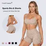 Coral Canton Seamless Leopard & Polka Dot, Sports Bra & Shorts Set SohoChic