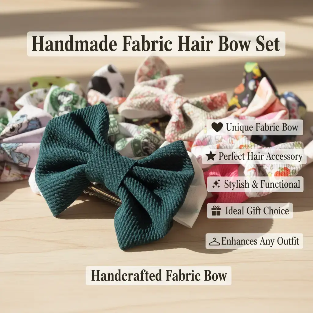 Hair bow - Bullet fabric, Handmade, Bow Hairpiece Hair Clips, Handmade Ribbon Bows Hair Clips