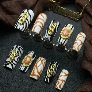 Moonovate | DUNE 10pcs Handmade Press On Nails Square Nails REUSABLE 3D Gel Fake Nails Acrylic Press On Nails											