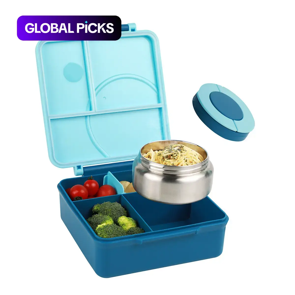 4-Compartment Bento Lunch Box with Soup Thermos, 1 Count Leakproof Insulated Lunch Container, Modern Portable Lunch Box for Home, Office and School #GLOBAL PICKS