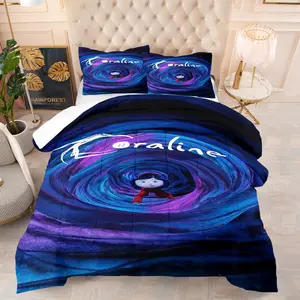 Caroline Cartoon Character Quilt Set, Soft Comfortable Printed Bedding, Kids Bedroom Decor, Includes 1 Quilt and 1-2 Coreless Pillowcases, Animated Characters