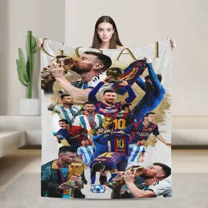 Lionel Messi football player themed printed blanket, soft, lightweight and durable, perfect for bed, sofa, office, bedroom or camping trips blanket plushthin quilt holiday gift Intense Nacho Printed Flannel Blanket
