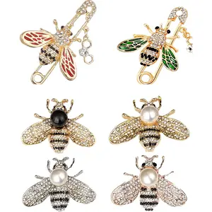 6PCS honeybee bee brooch pins for women fashion set rhinestone brooches elegant personality brooch pins women's brooches outdoorfun
