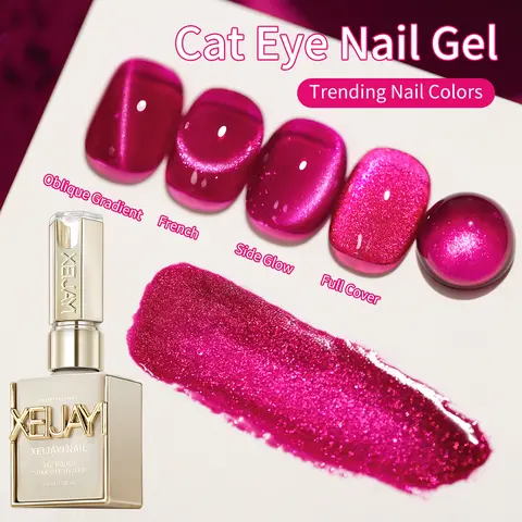 XEIJAYI Cat Eye Gel Polish Super-Bright Magnetic 15ml, Dragon Fruit Color Shimmering Glossy Finish, TPO & HEMA Free Soak-Off LED Gel for DIY Manicure, Salon Nail Art & Nail Care