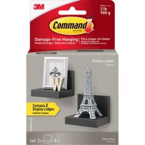 Command MMMHOM23S2ES Shelf Display Ledges, Slate - Pack of 2