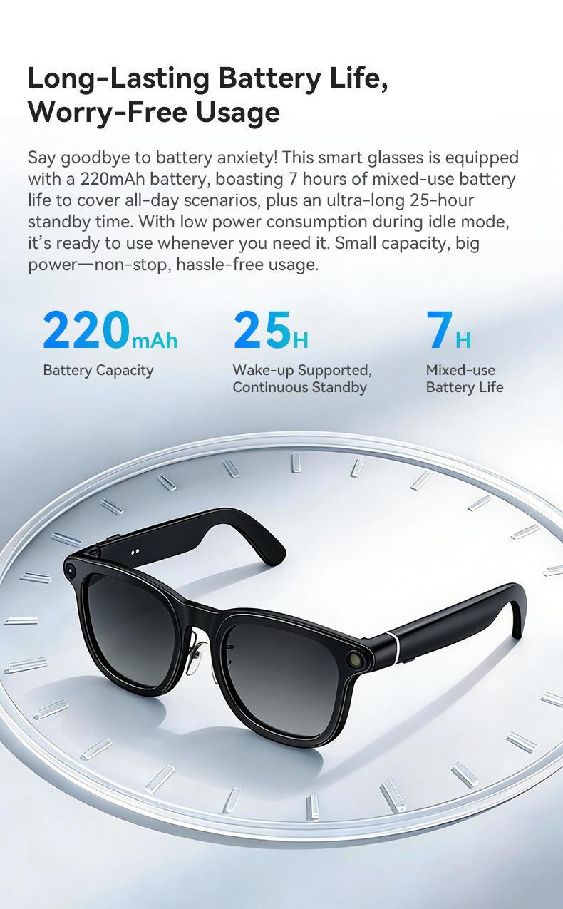 G1 AI Smart Glasses with Charging Case, 8MP HD Camera Glasses for Men Women, 1200P Video Recording, Open-Ear Bluetooth Glasses for Audio with AI Translation/Voice Control