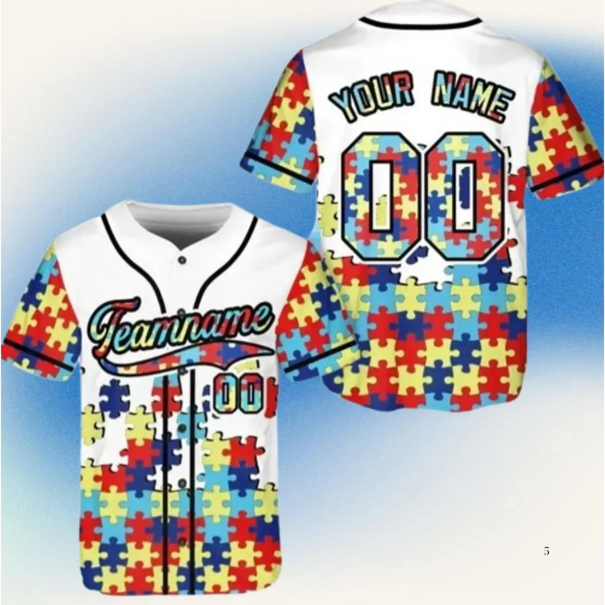 Personalized Autism Awareness Baseball Jersey, Custom Name and number Puzzle Autism Baseball Jersey, Autism Support Baseball