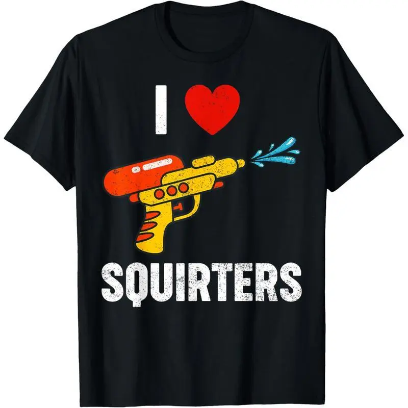 Unisex Graphic T-Shirt with Funny 'I Heart Squirters' Print, Lightweight 100% Cotton Relaxed Fit Short Sleeve Top