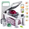 【Fallpicks】VEVOR Durable All-in-1 Fruit & Vegetable Chopper Cutter Mandoline Slicer - 8 Blades, 1650ml (55.8 fl oz) Storage Container, 0.06" Thin Slices, 0.24" Dicing, Slip-Resistant Grater, Effortless Garlic Chopping, Kitchen Food Prep Essential Gadget