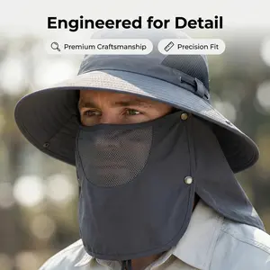 Men's Women Wide Brim Fishing Hat Outdoor UPF 50+ Sun Protection Removable Face and Neck Flap fan Windproof Balaclava Face Mask hat-solar bucket Waterproof Sun Hat Women's casual adjustable unisex fit design