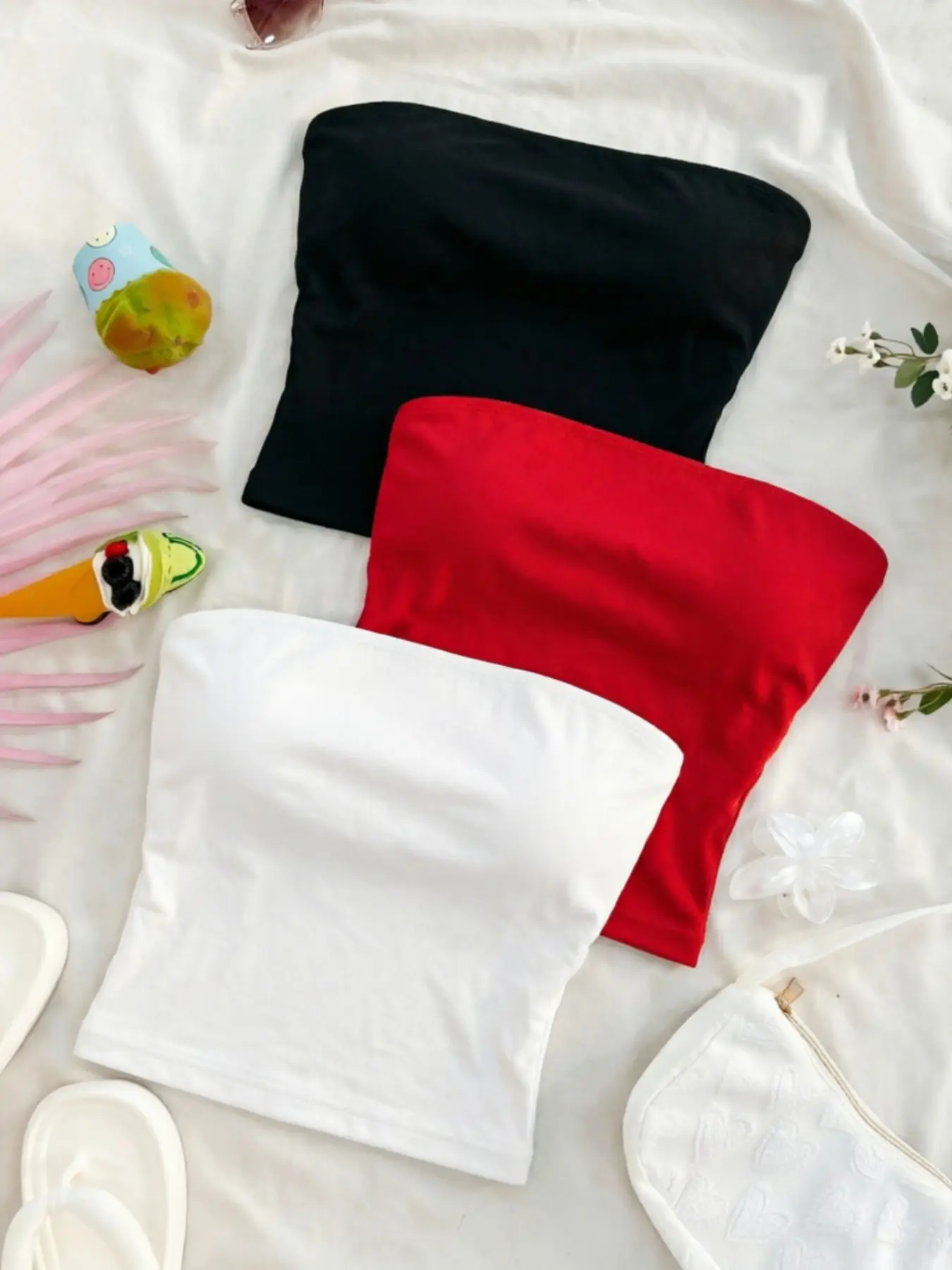 3-Pack Women's Elastic Basic Tank Tops, Solid Color Sleeveless Strapless Short Daily Wear, Casual Fashion Sleeveless Outfits, Comfortable and Stylish Underwear Alternative
