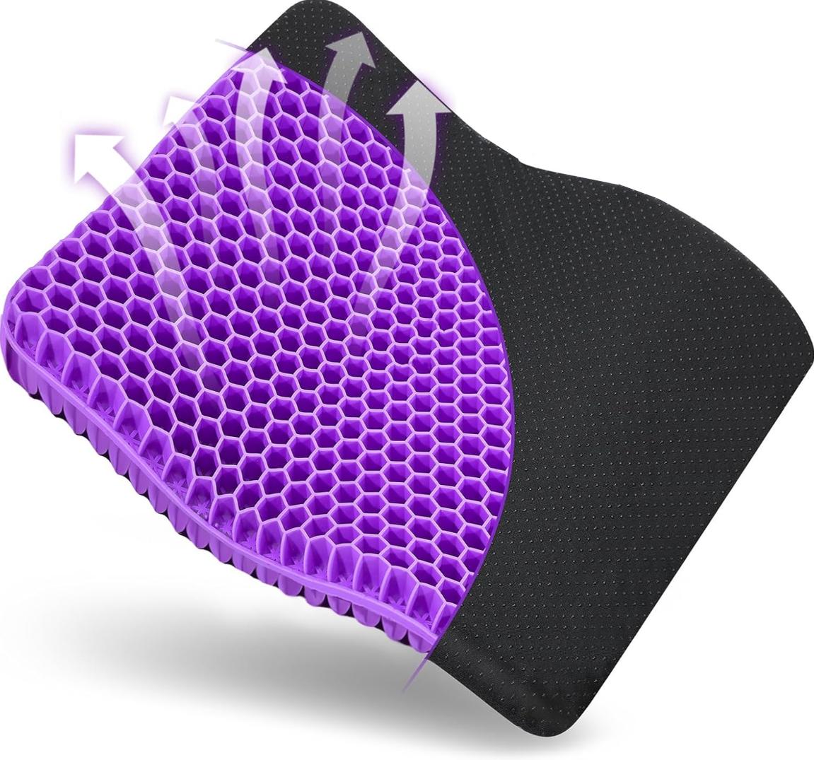 Thick Gel Seat Cushion, Cooling seat Cushion (Super Large & Thick), 16.54×14.17×1.38 inch Breathable Honeycomb Design Absorbs Pressure Points Seat Cushion, Gel Cushion for Office Chair, Home Car seat Cushion for Wheelchair
