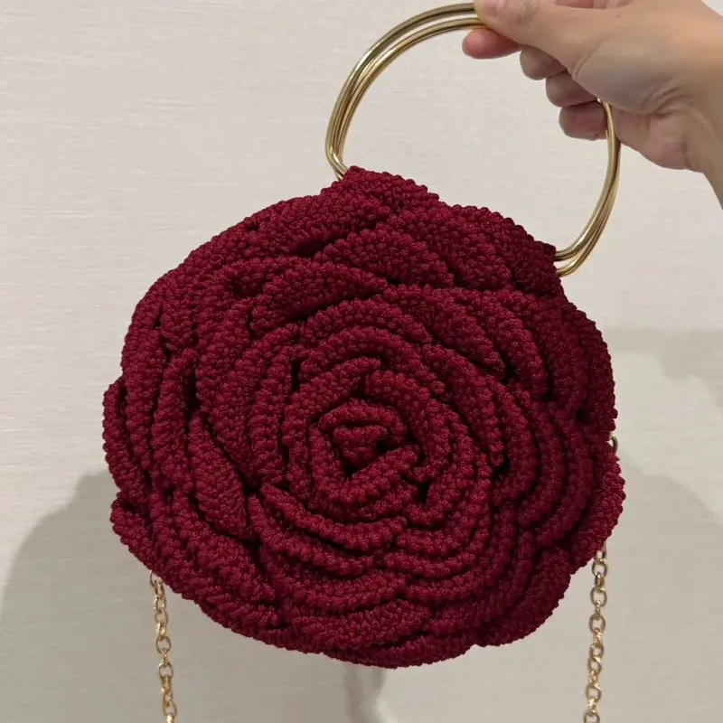 Handmade crochet bag - big rose bag